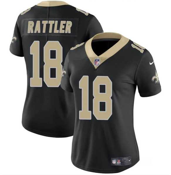 Womens New Orleans Saints #18 Spencer Rattler Black Vapor Stitched Game Jersey Dzhi->women nfl jersey->Women Jersey